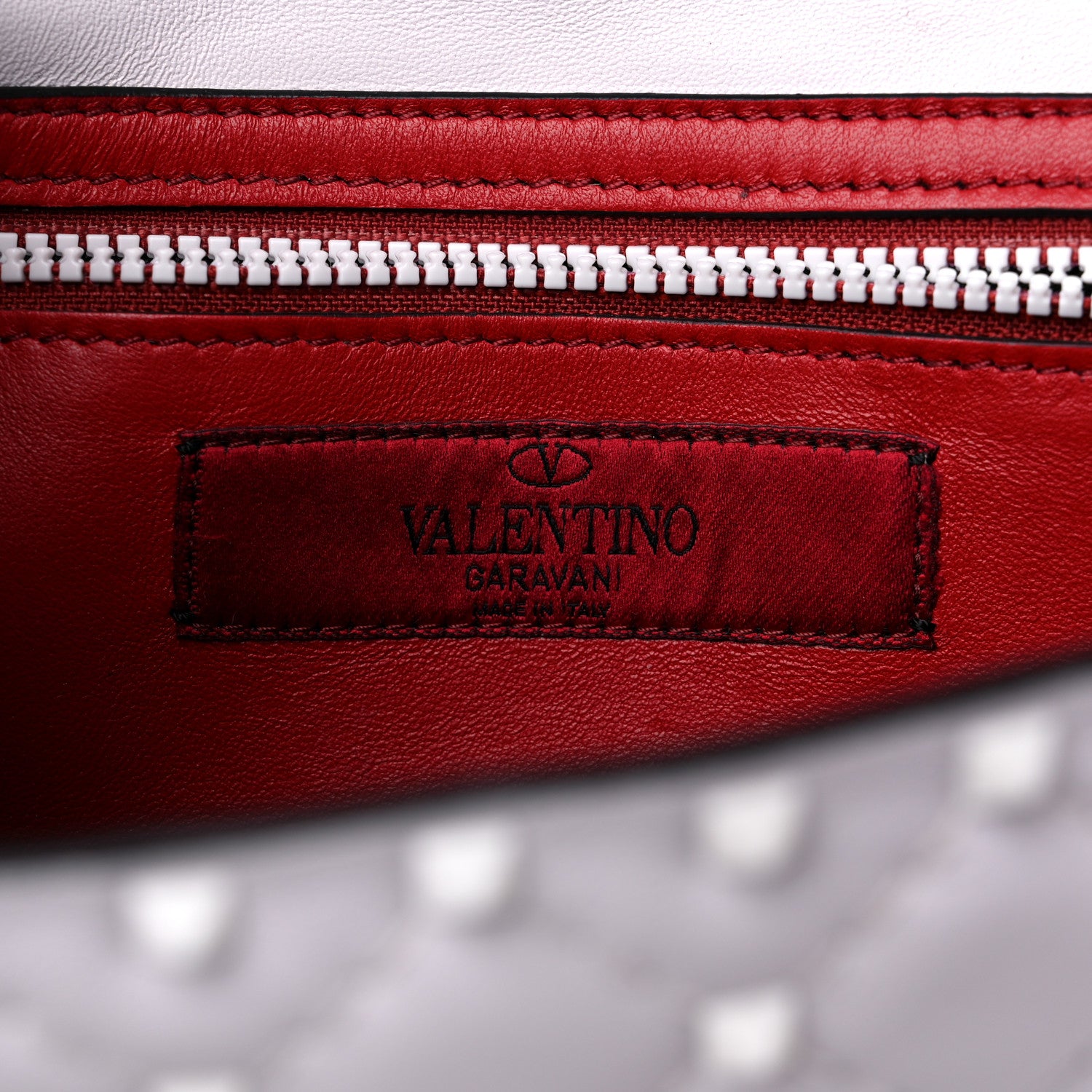 Valentino Garavani Lambskin Free Rockstud Spike Wallet on Chain Optic White 6 of 14