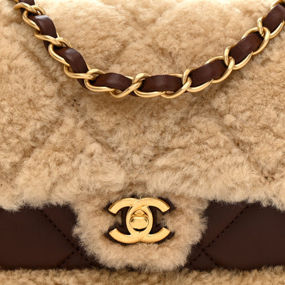 Chanel Shearling Lambskin Quilted Mini Furry Coco Flap Beige Dark Brown 8 of 12