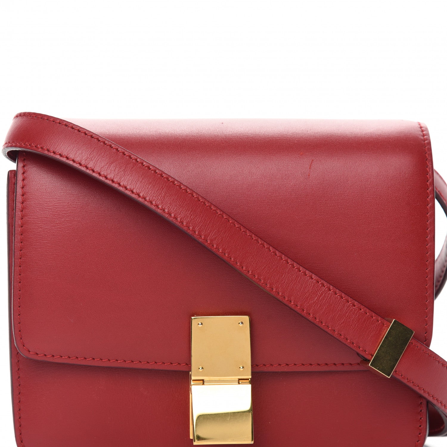 Celine Smooth Calfskin Small Classic Box Flap Bag Red 8 of 11