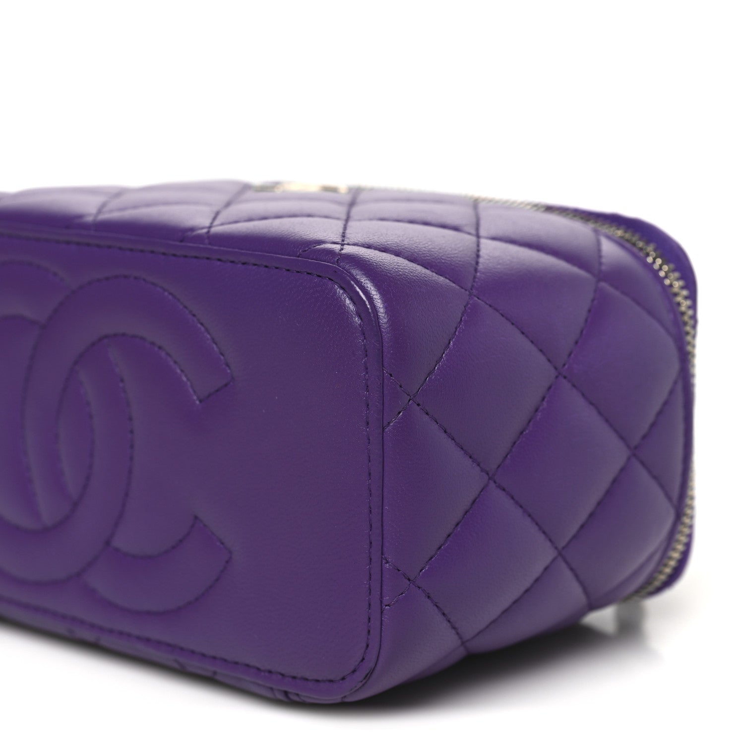 Chanel Lambskin Quilted Small Top Handle Vanity Case With Chain Purple 10 of 11