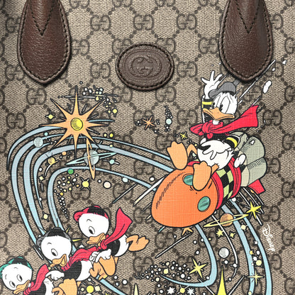 Gucci X DISNEY GG Supreme Monogram Donald Duck Retro Interlocking G Tote Bag Beige Multicolor New Acero 8 of 11