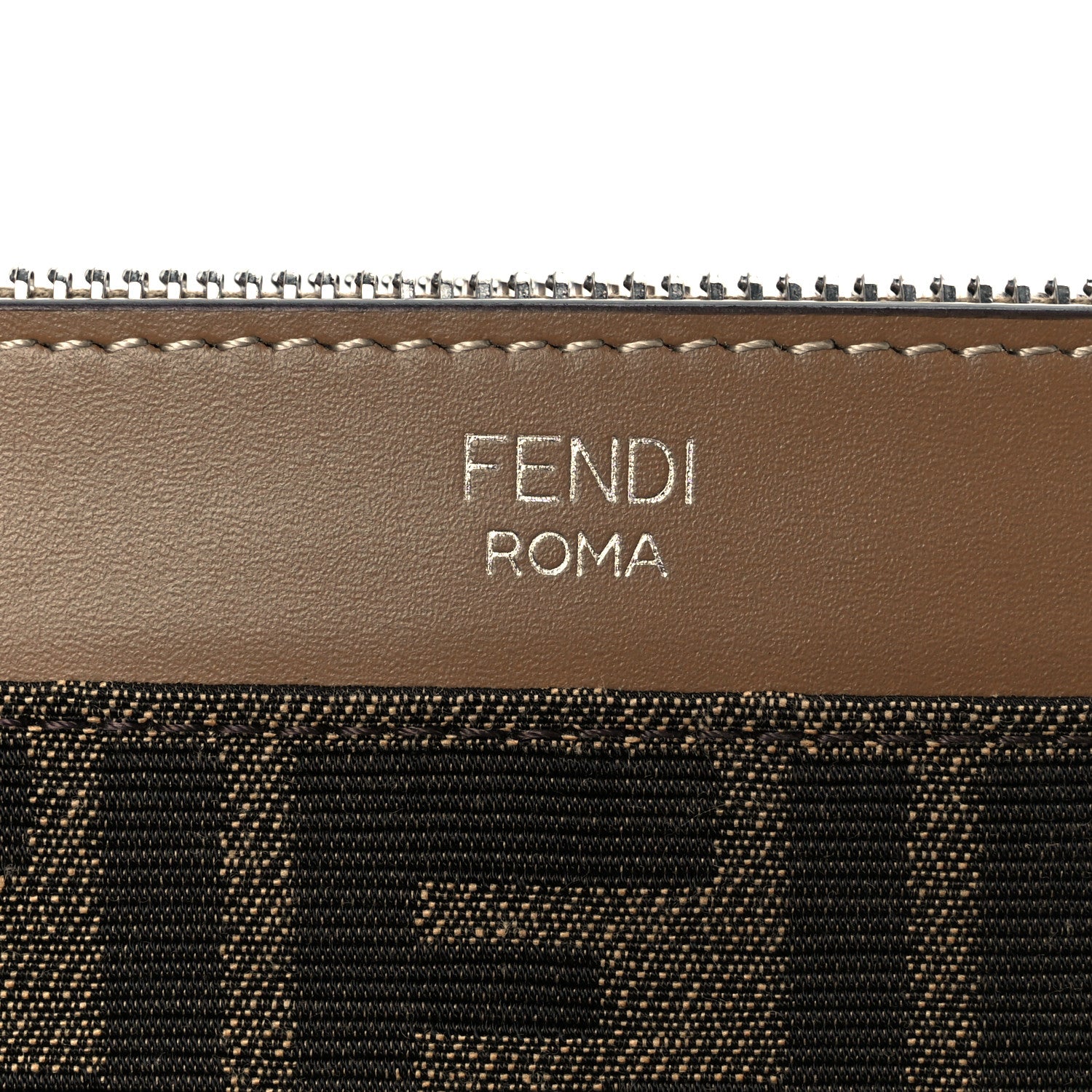 Fendi Vitello King Jacquard FF 1974 Medium Flat Pouch Tobacco Moro Sand 8 of 9