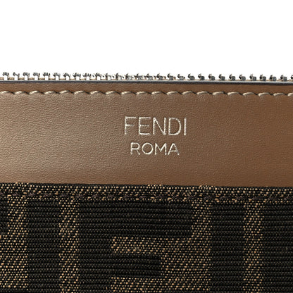 Fendi Vitello King Jacquard FF 1974 Medium Flat Pouch Tobacco Moro Sand 8 of 9