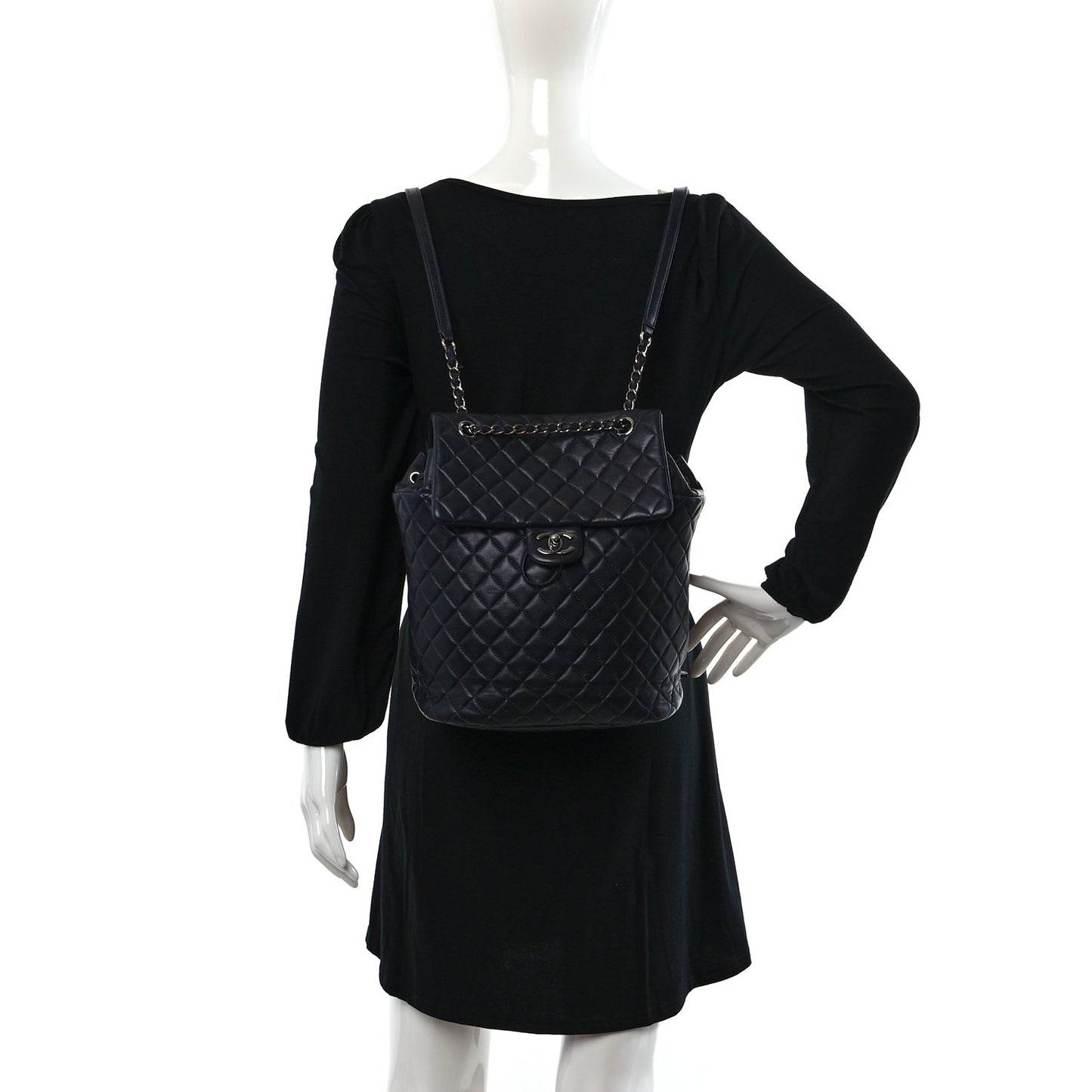 Lambskin Quilted Large Urban Spirit Backpack Navy