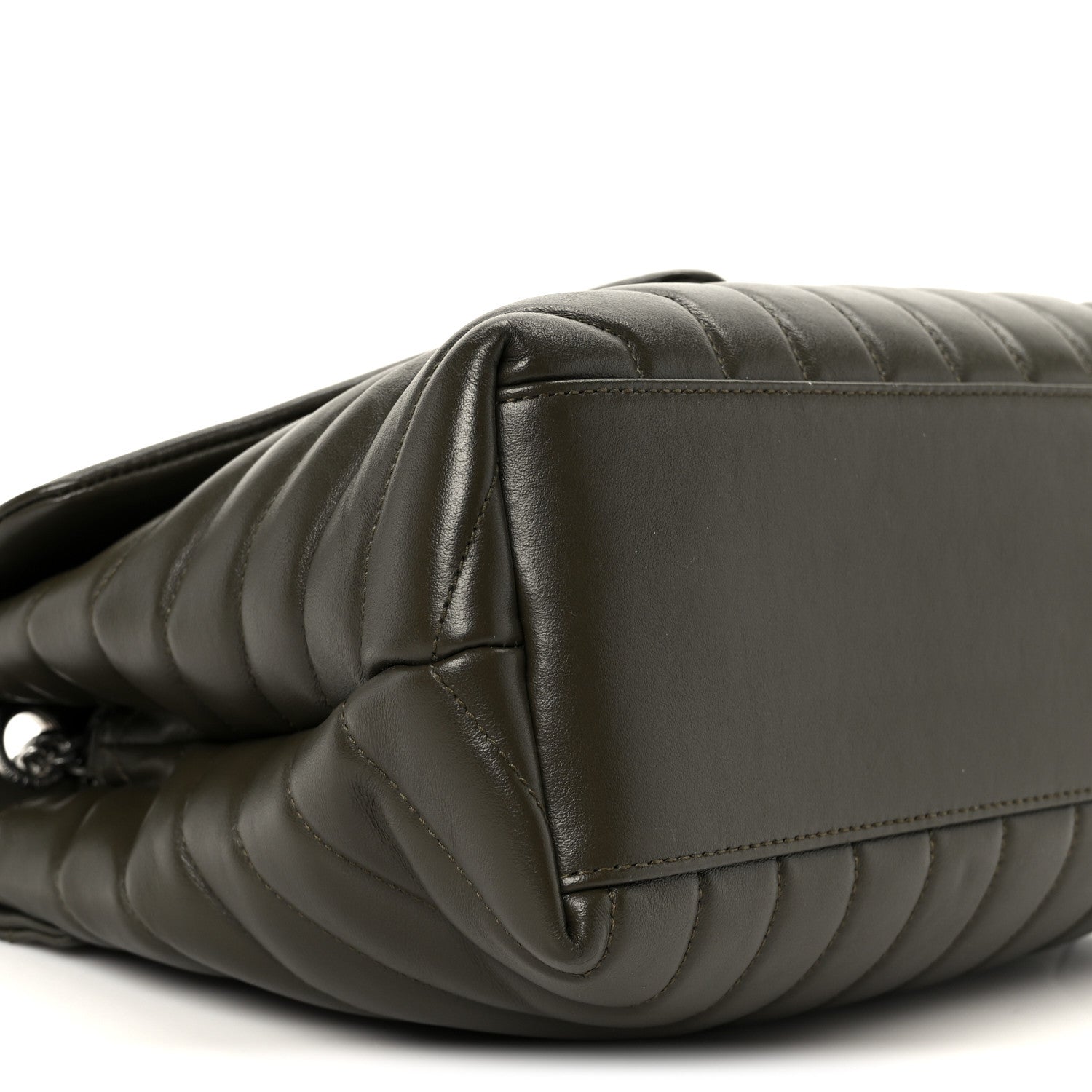 Saint Laurent Calfskin Y Quilted Monogram Medium Loulou Chain Satchel Kaki Fonce 10 of 11