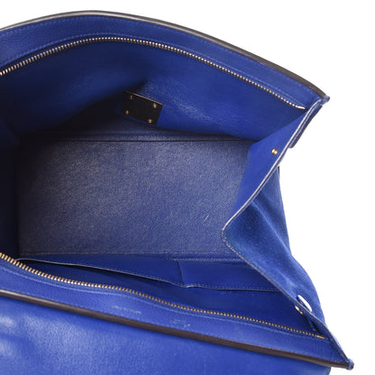 Celine Drummed Calfskin Suede Small Trapeze Indigo 5 of 24