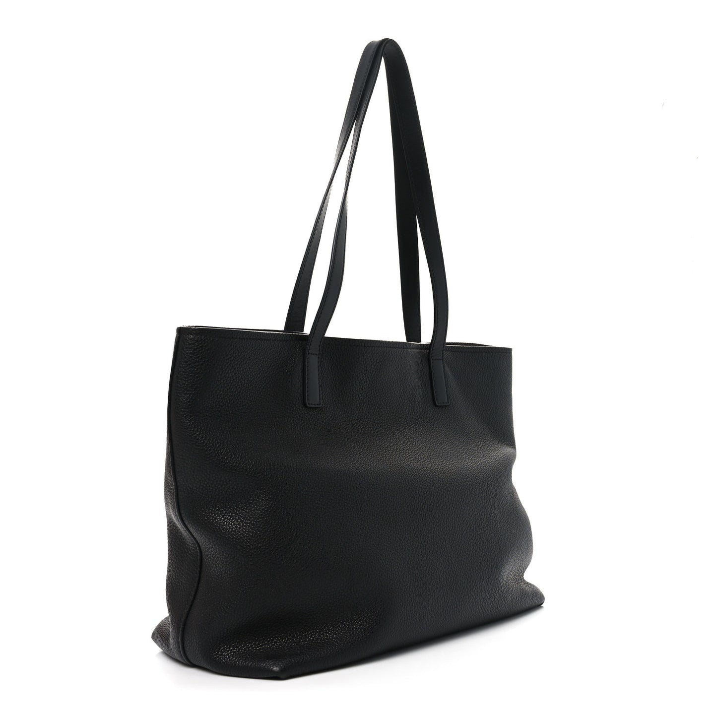 Vitello Daino Pocket Shopping Tote Black