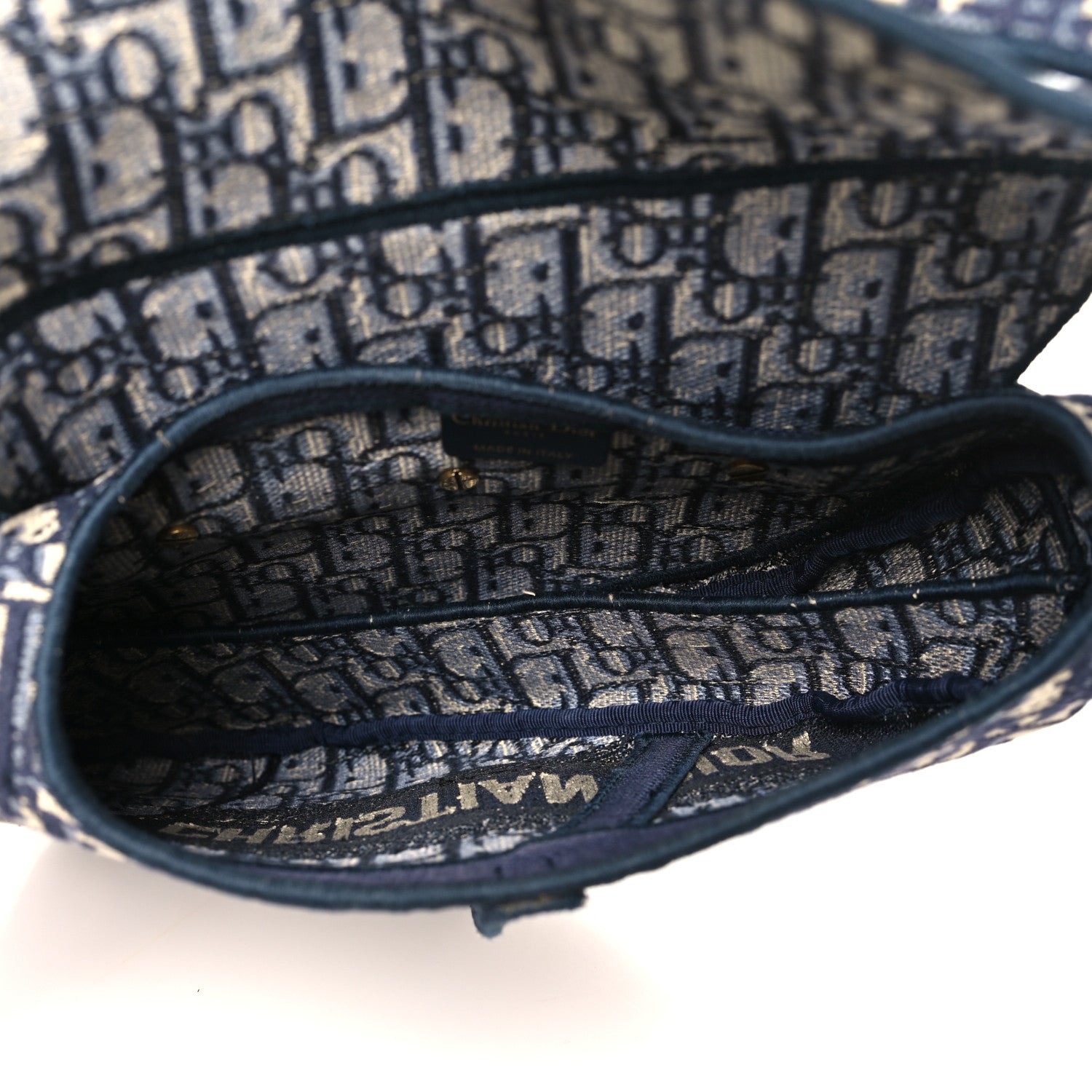 Christian Dior Oblique Embroidered Saddle Bag Blue 5 of 11