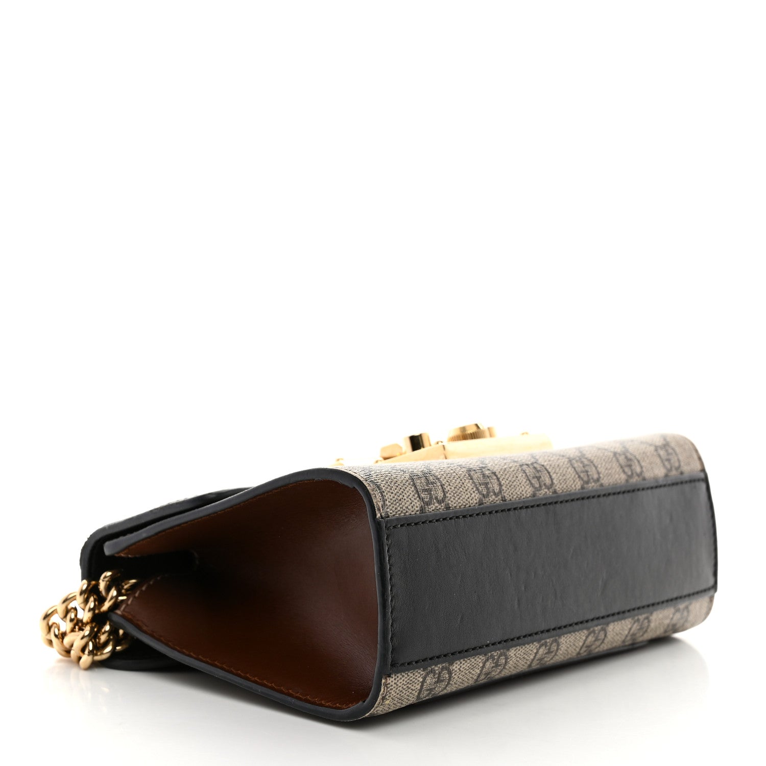 Gucci GG Supreme Monogram Calfskin Small Padlock Shoulder Bag Beige Black Cuir 4 of 11