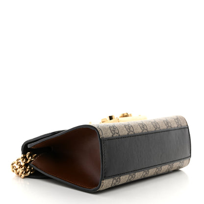 Gucci GG Supreme Monogram Calfskin Small Padlock Shoulder Bag Beige Black Cuir 4 of 11