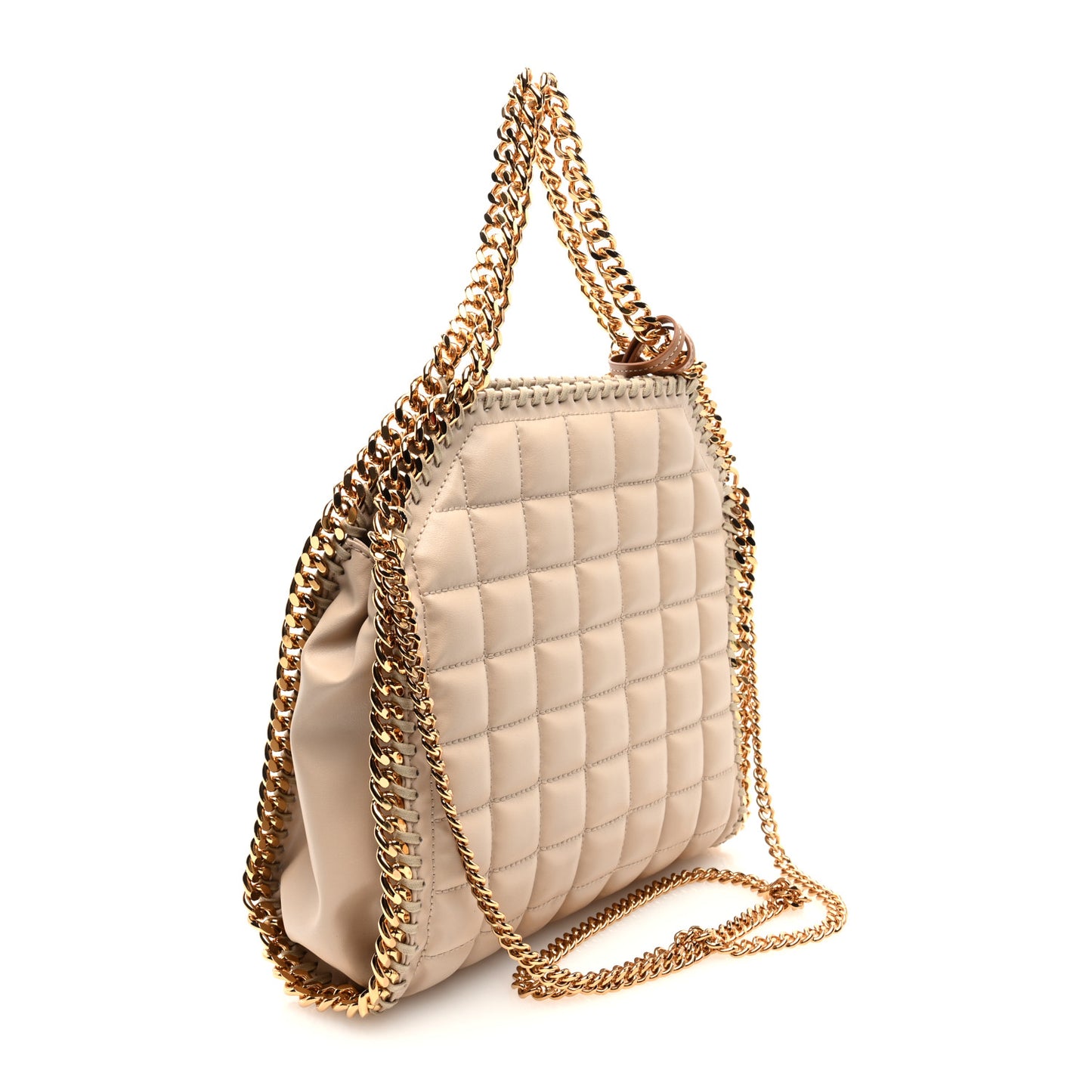 Vegan Leather Quilted Mini Falabella Tote Semolina
