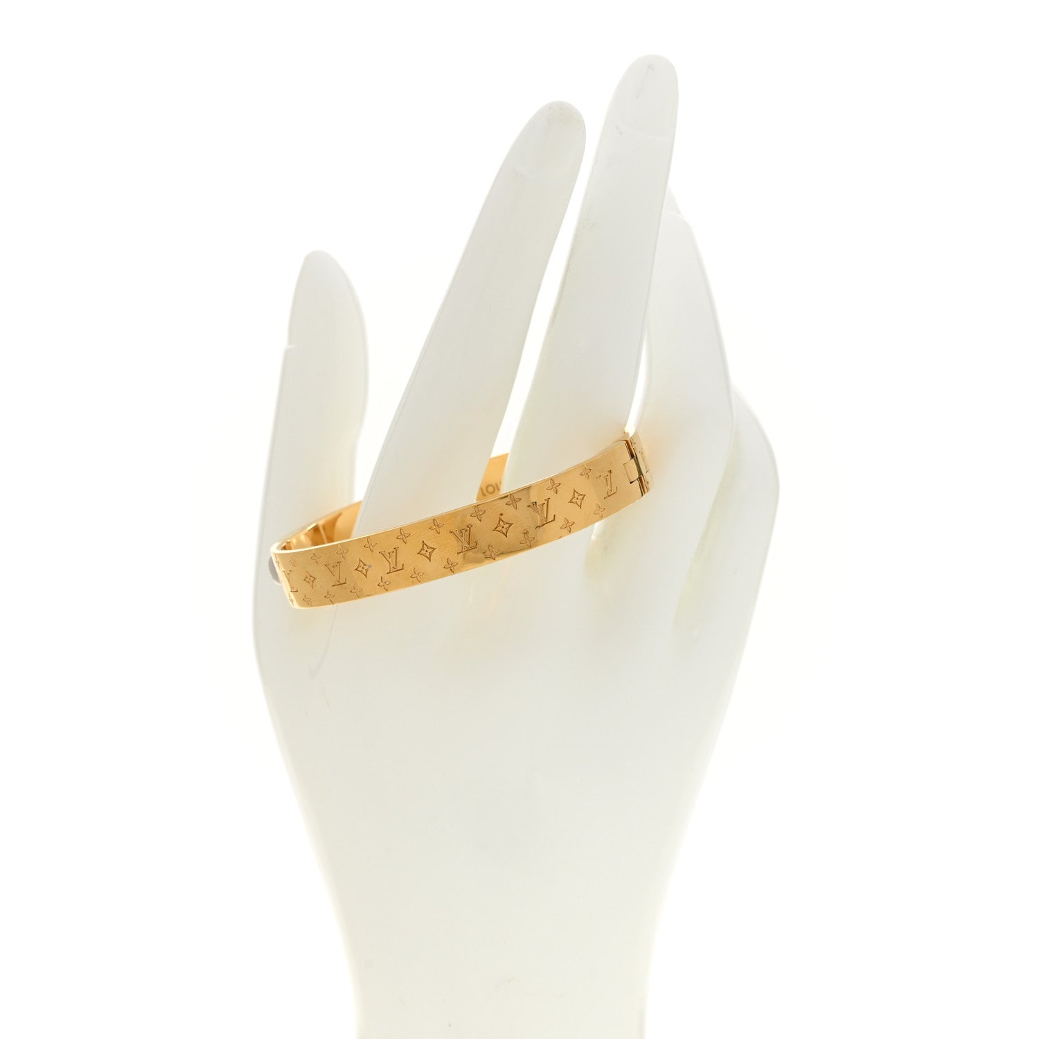 Louis Vuitton Brass Monogram Nanogram Cuff S Gold 2 of 7