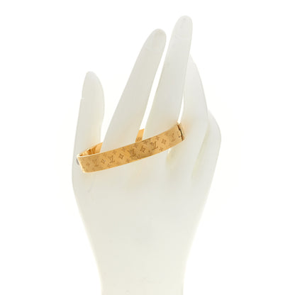 Louis Vuitton Brass Monogram Nanogram Cuff S Gold 2 of 7