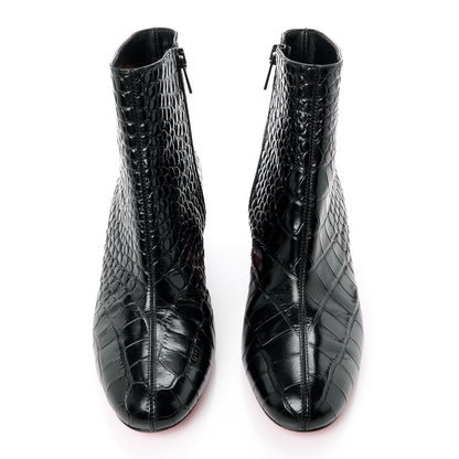 Christian Louboutin Patent Crocodile Embossed Turela 55 Ankle Boots 38.5 Black 2 of 9