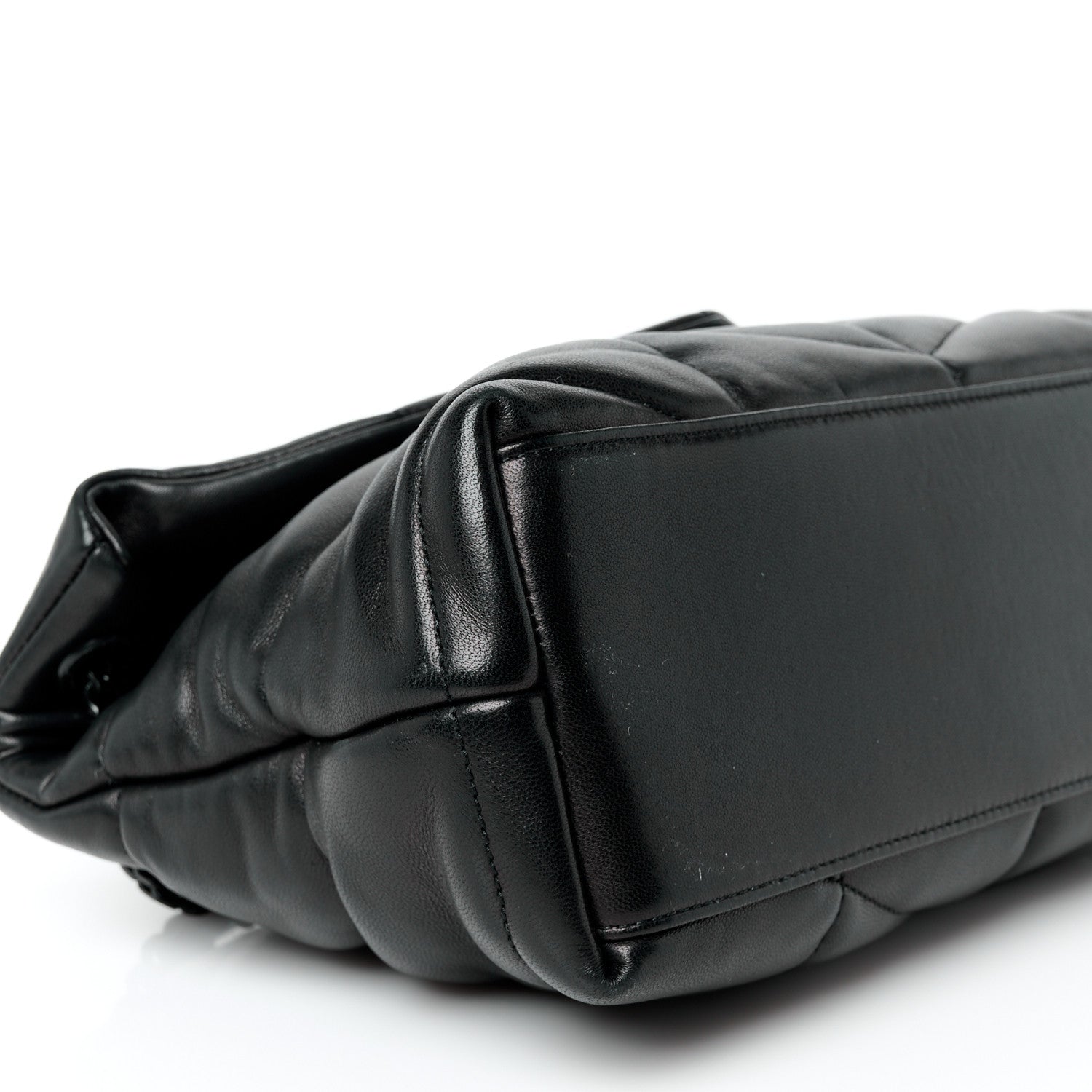 Saint Laurent Lambskin Quilted Monogram Monochrome Small Loulou Puffer Chain Satchel Black 10 of 11