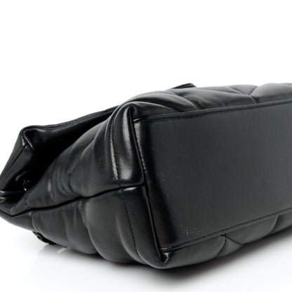 Saint Laurent Lambskin Quilted Monogram Monochrome Small Loulou Puffer Chain Satchel Black 10 of 11