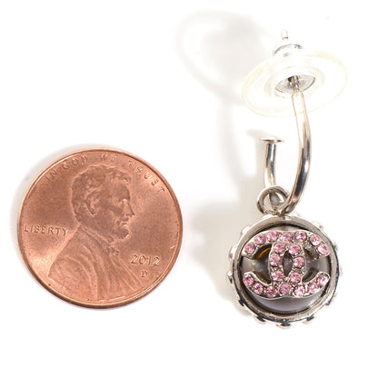 Chanel Crystal CC Dangle Earrings Pink 2 of 4