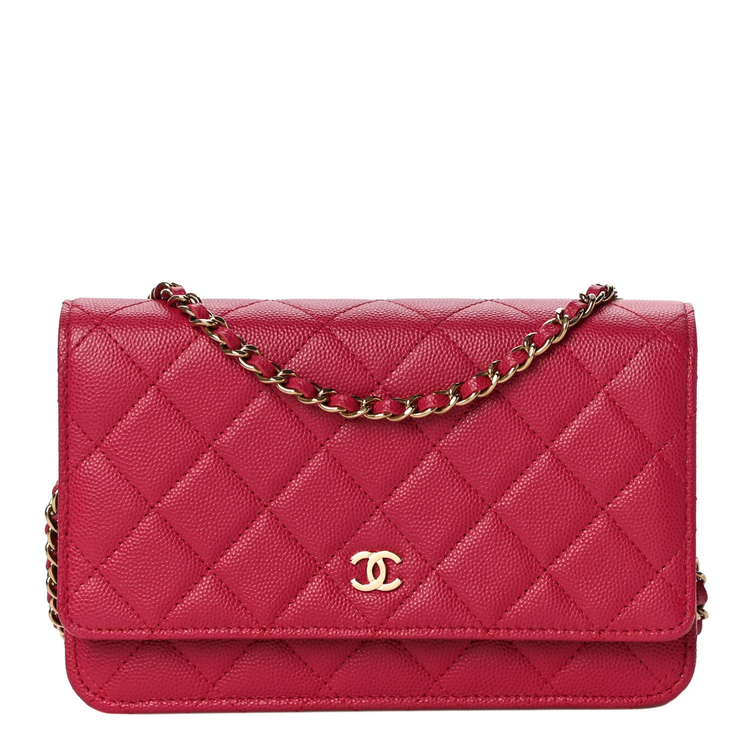 Chanel Caviar Quilted Wallet On Chain WOC Dark Pink 1 of 12
