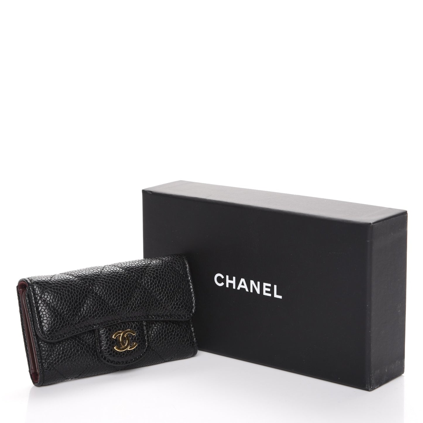 Caviar Quilted 6 Key Holder Black