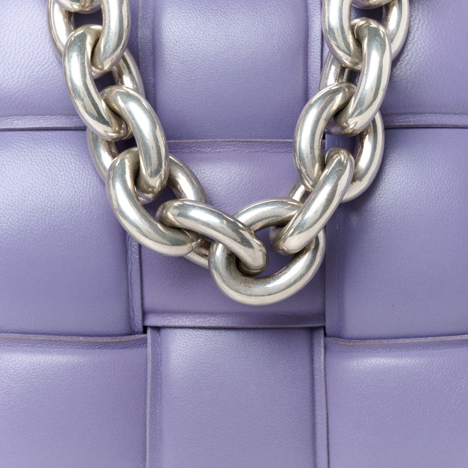 Bottega Veneta Lambskin Maxi Intreccio Padded Chain Cassette Crossbody Bag Lavender 9 of 11