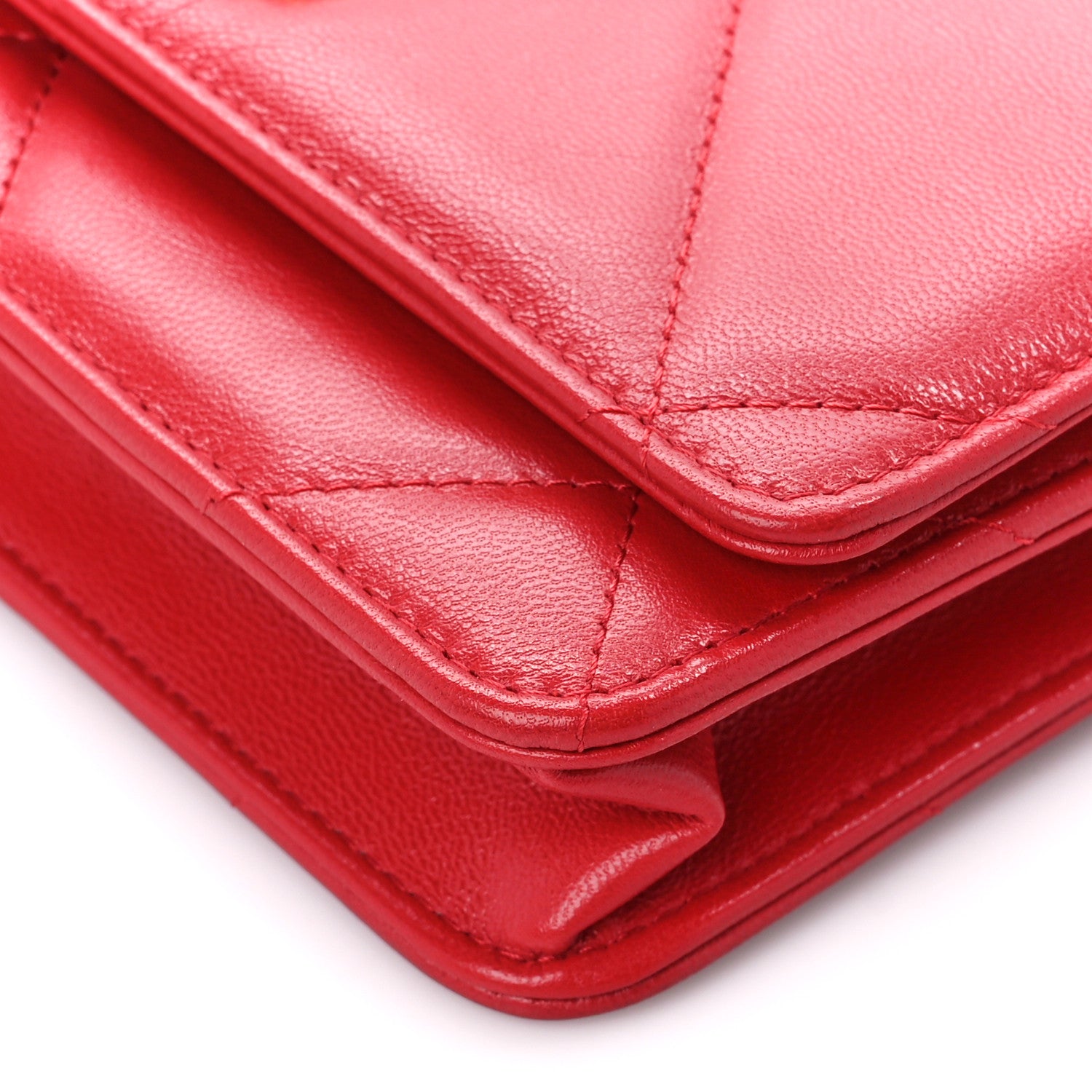 Chanel Goatskin Quilted Chanel 19 Wallet On Chain WOC Red 11 of 11