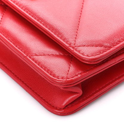 Chanel Goatskin Quilted Chanel 19 Wallet On Chain WOC Red 11 of 11
