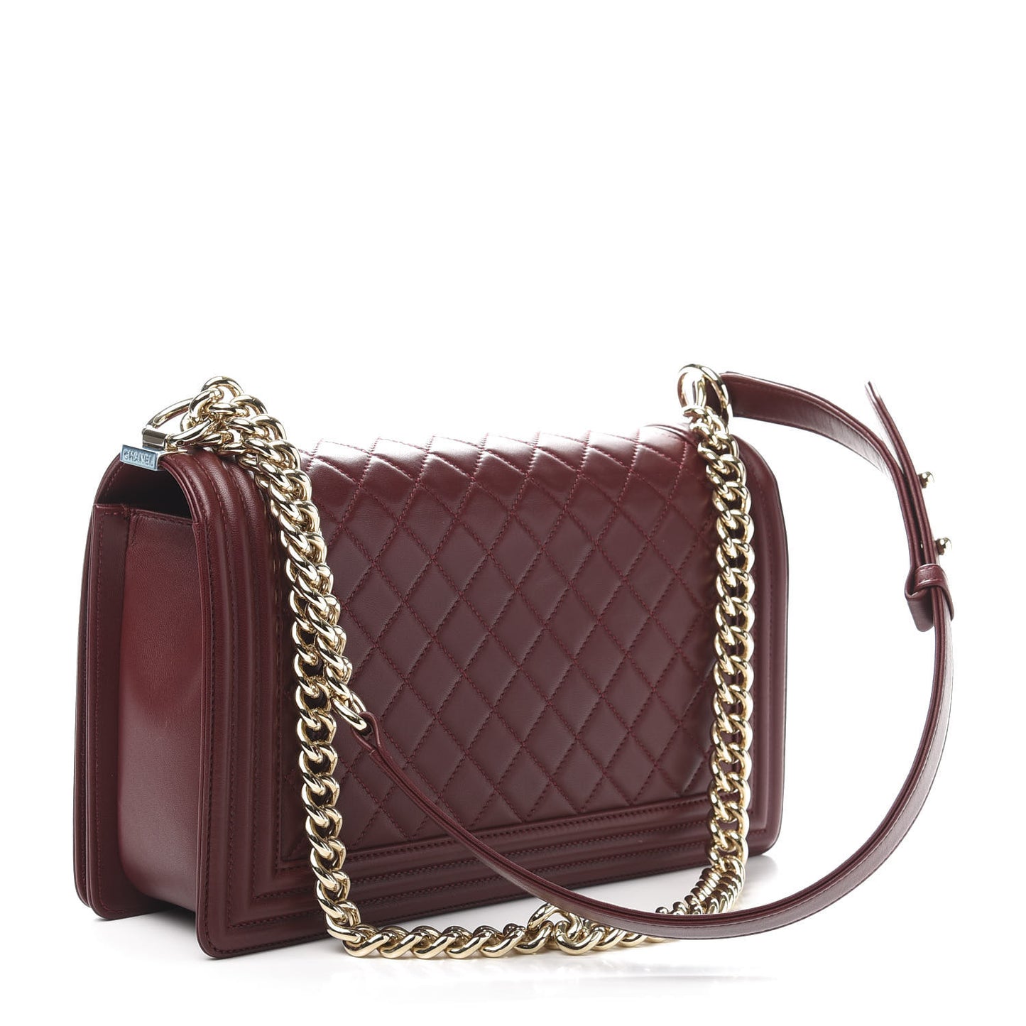 Lambskin Quilted New Medium Boy Flap Dark Red