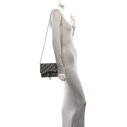 Christian Dior Oblique Saddle Chain Pouch Blue 2 of 9
