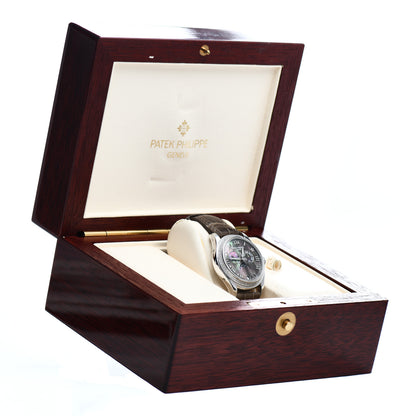 Patek Philippe 18K White Gold Alligator Diamond Black Mother of Pearl 37mm Annual Calendar Automatic Watch 4936-001 5 of 5