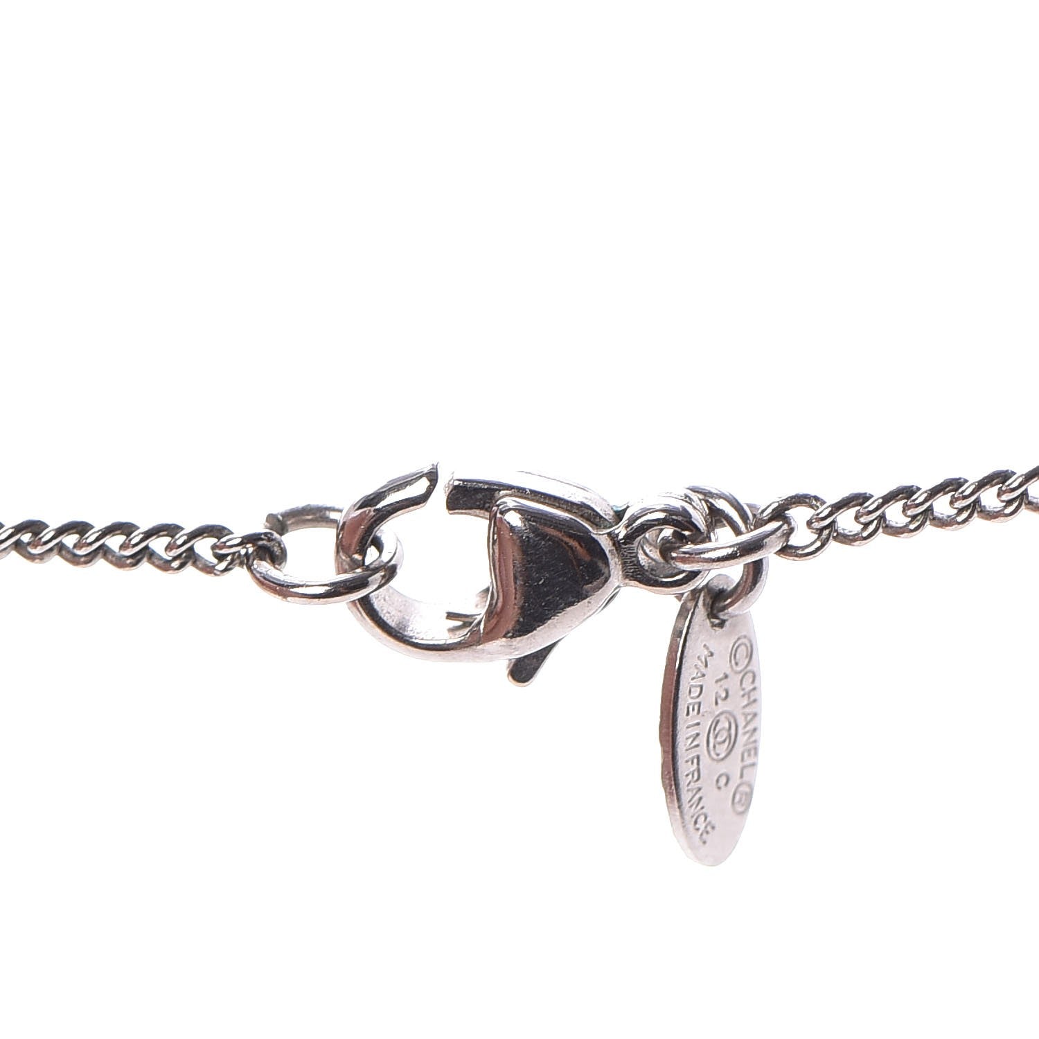 Chanel Crystal Large CC Necklace Silver 5 of 5