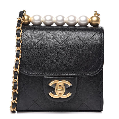 Chanel Goatskin Chic Pearls Clutch On Chain Black 1 of 11