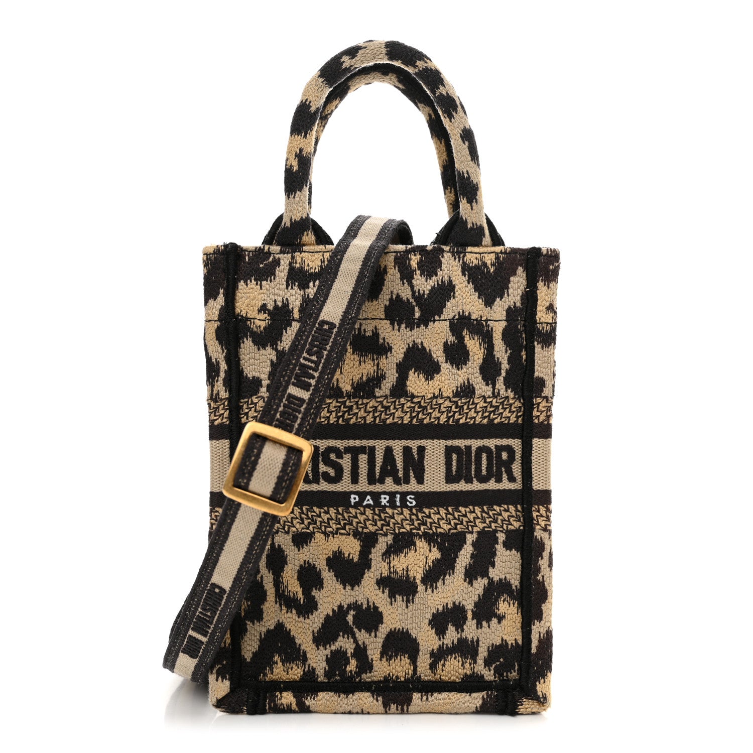 Christian Dior Canvas Mizza Embroidered Mini Book Tote Phone Bag Beige 1 of 16