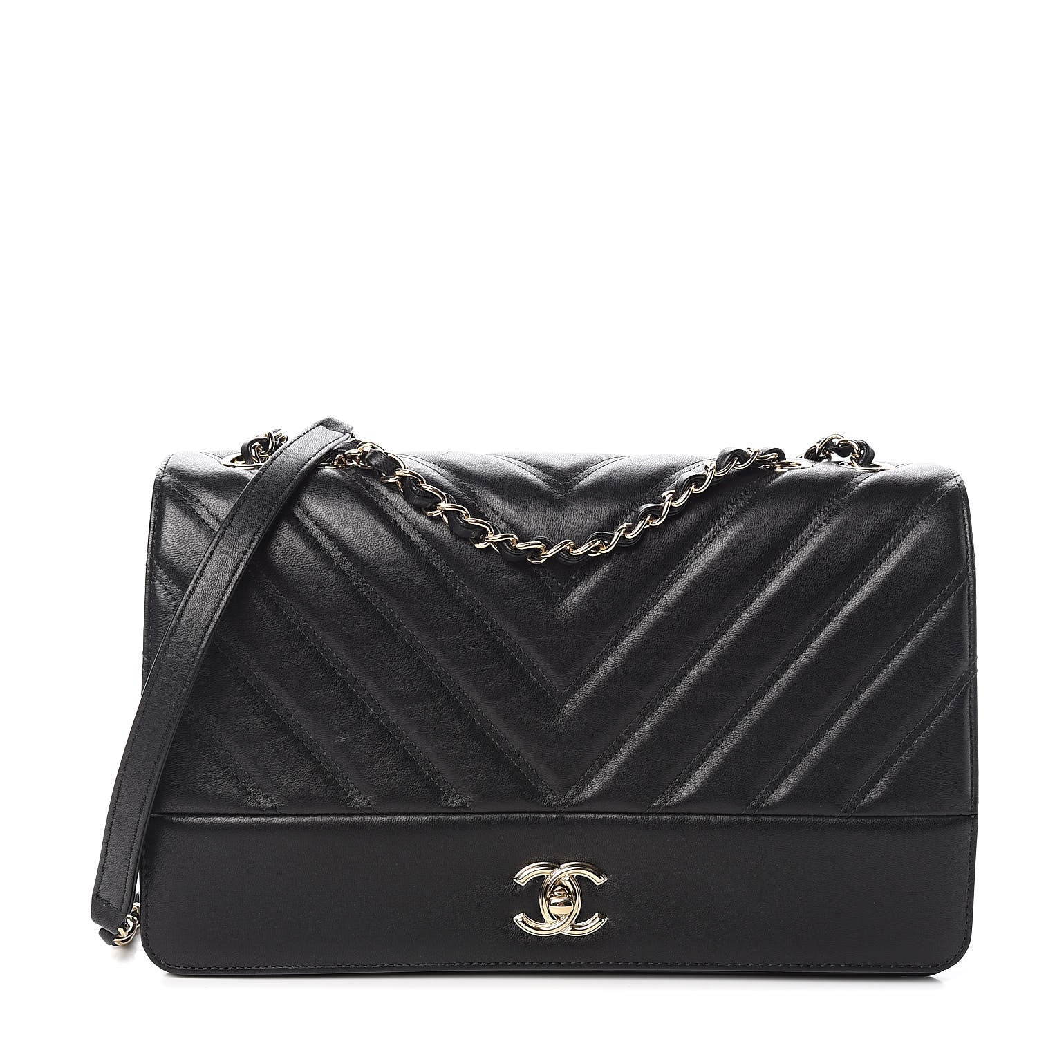 Chanel Lambskin Chevron Quilted Flap Black 1 of 11