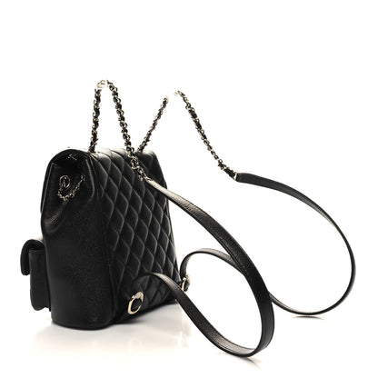 Chanel Shiny Caviar Quilted Medium Duma Pockets Drawstring Backpack Black 3 of 10