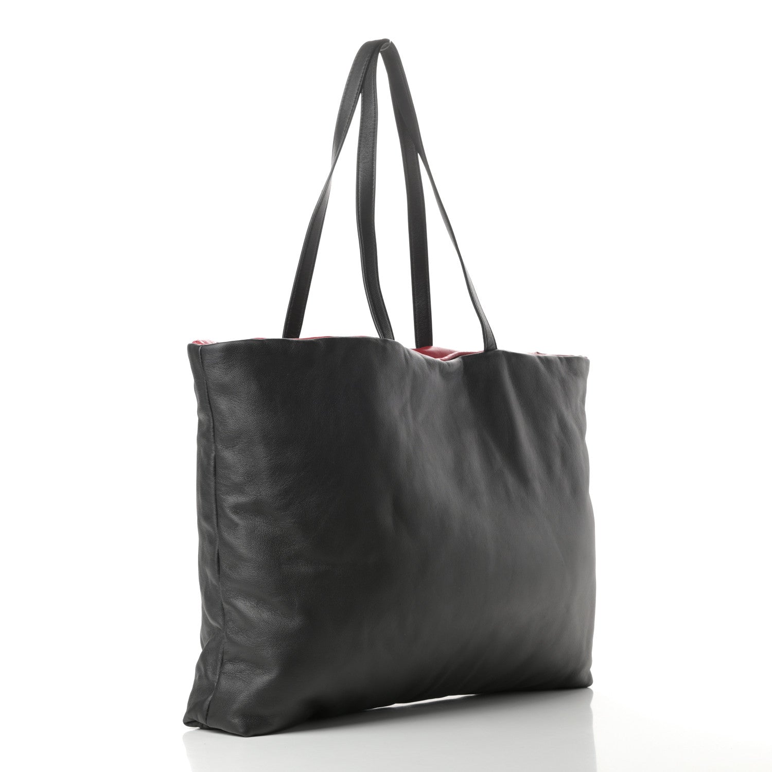 Mansur Gavriel Calfskin Reversible Pillow Tote Black Flamma 3 of 9