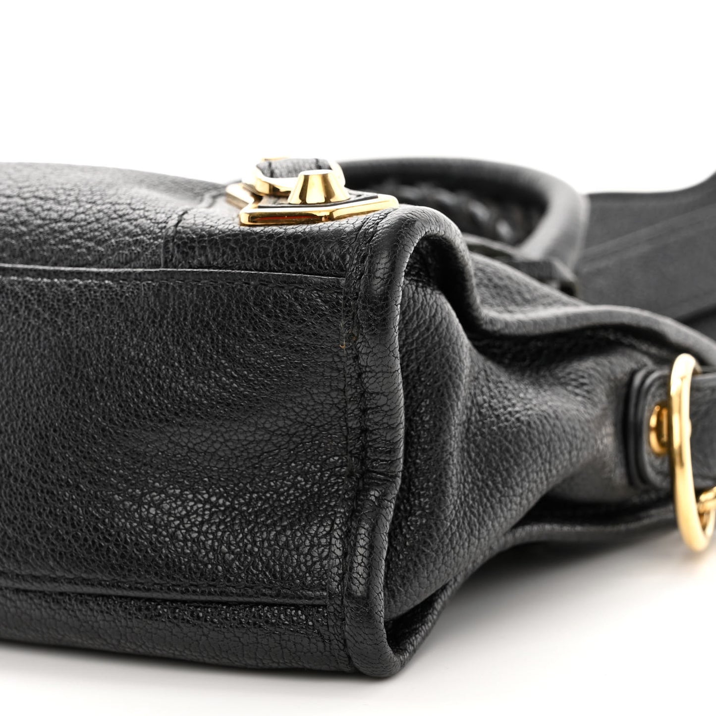 Chevre Gold Metallic Edge Hardware Mini City Black