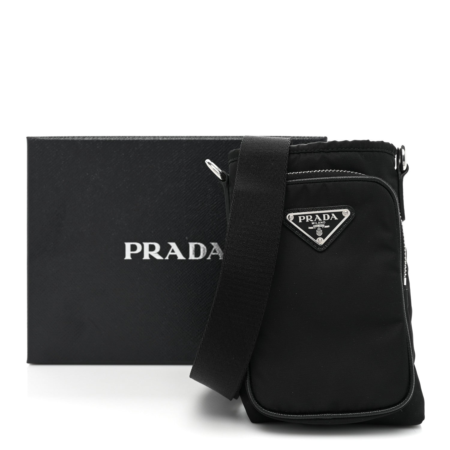 Prada Tessuto Nylon Saffiano Phone Case Crossbody Black 11 of 11