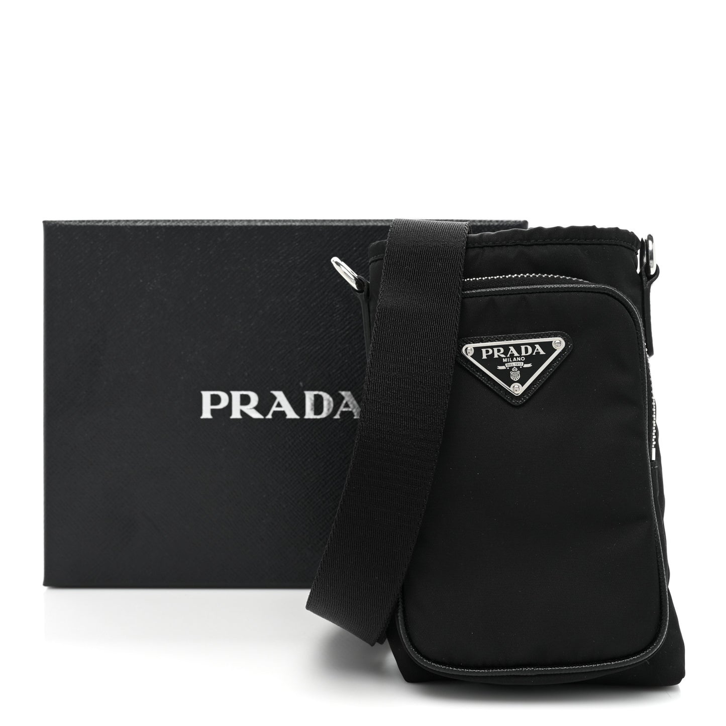 Tessuto Nylon Saffiano Phone Case Crossbody Black