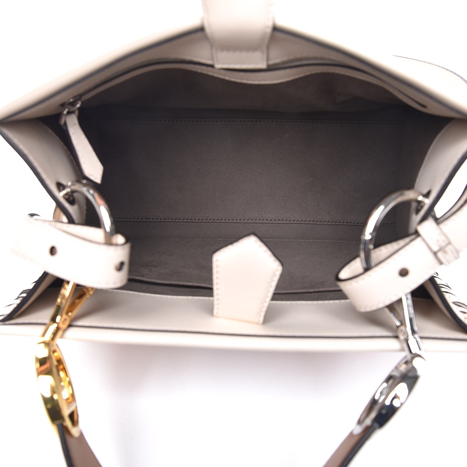 Fendi Vitello Century F is Fendi Whipstitch Bi-Color Small Runaway Satchel Camelia Orzo Multicolor 5 of 7
