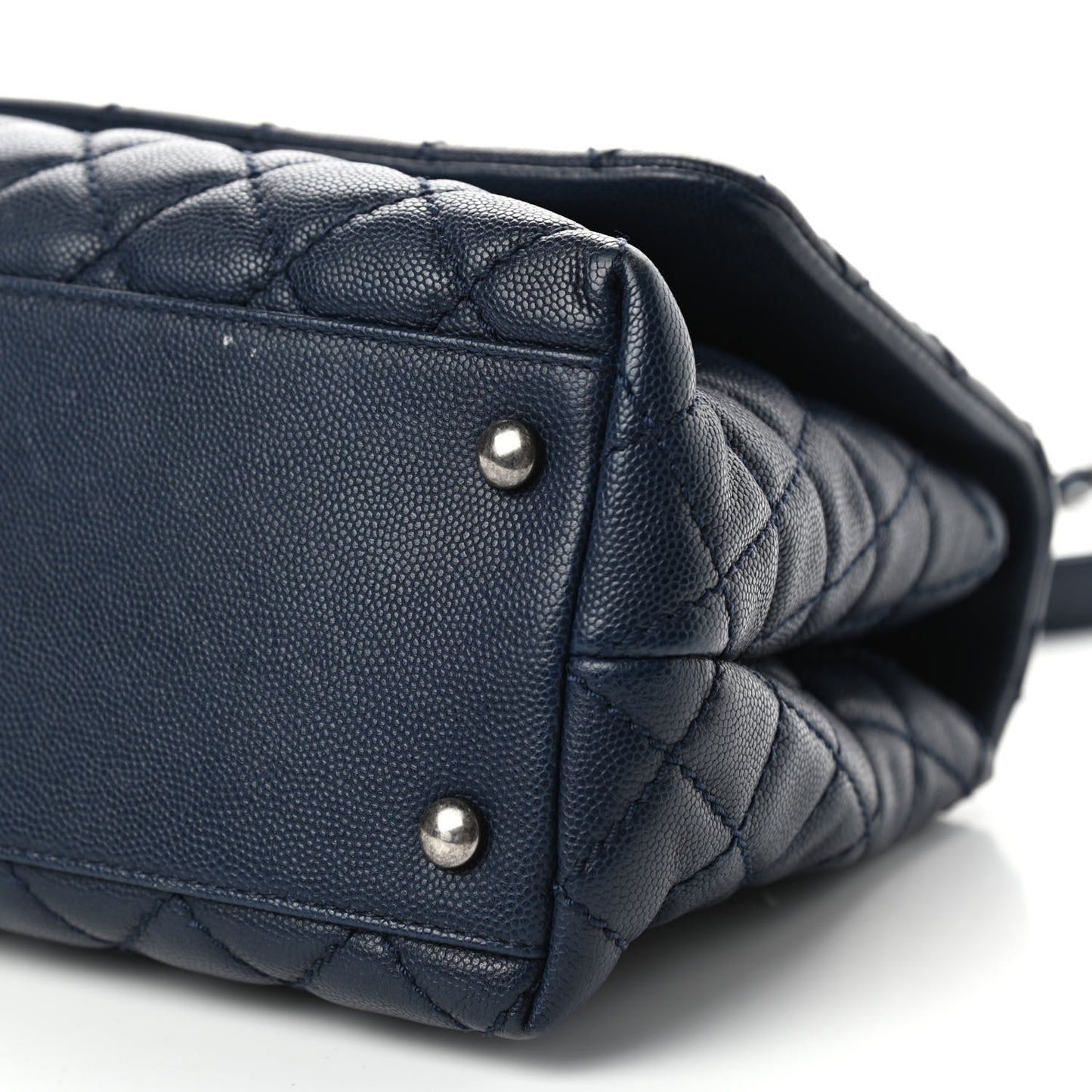 Caviar Quilted Small Coco Handle Flap Navy