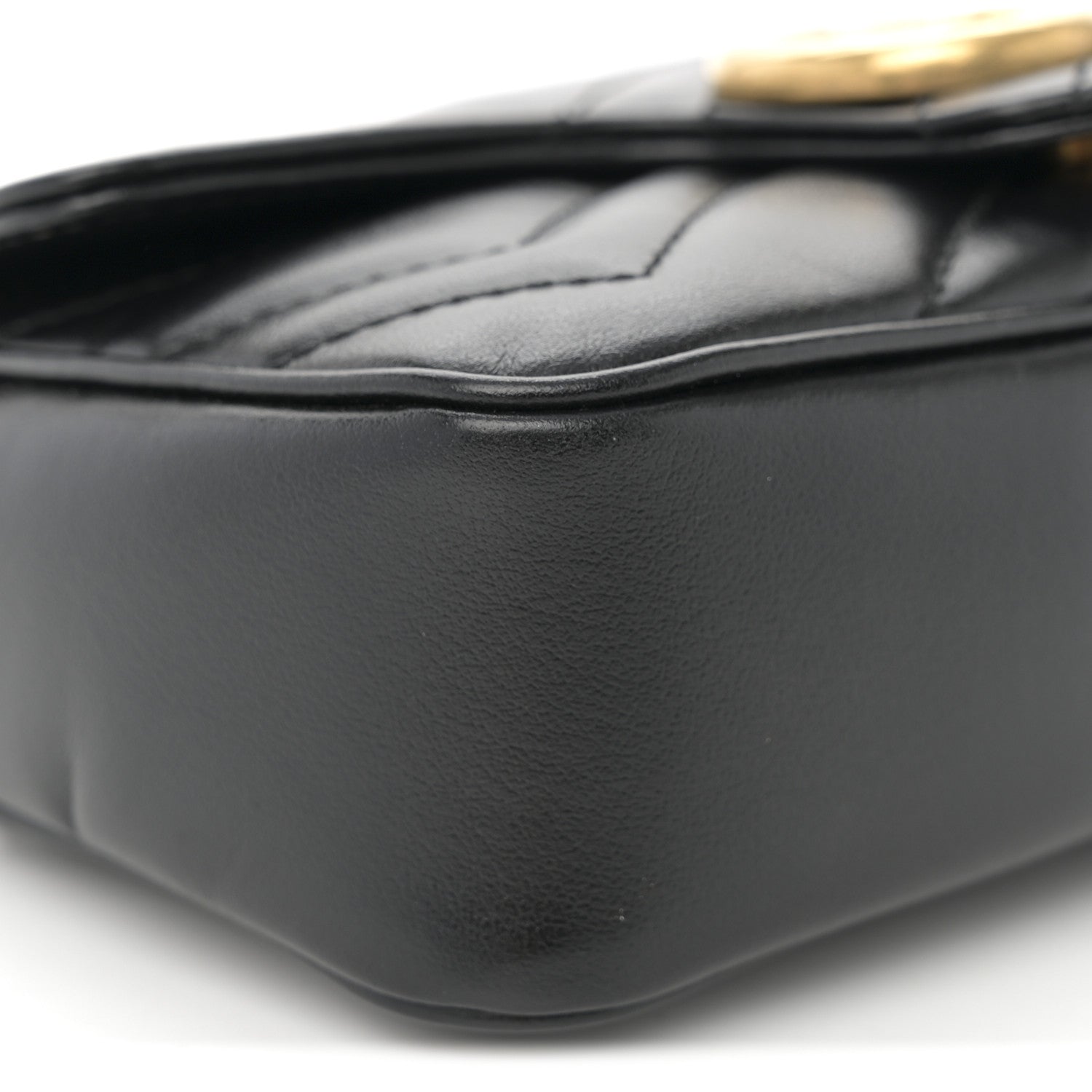 Gucci Calfskin Matelasse Super Mini GG Marmont Shoulder Bag Black 24 of 37
