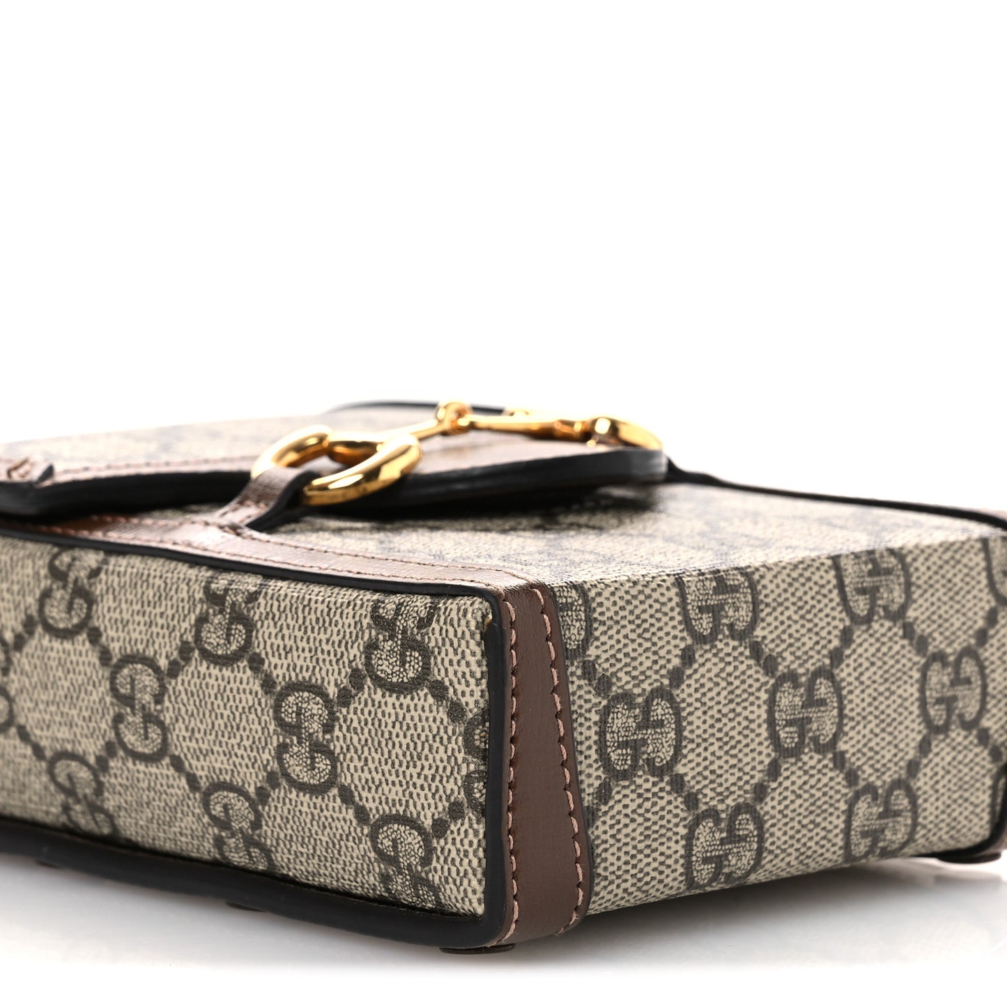 GG Supreme Monogram Mini Horsebit 1955 Crossbody Bag Beige Brown Sugar