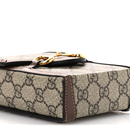 Gucci GG Supreme Monogram Mini Horsebit 1955 Crossbody Bag Beige Brown Sugar 9 of 12