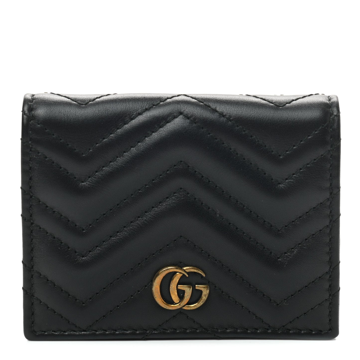 Calfskin Matelasse GG Marmont Card Case Black