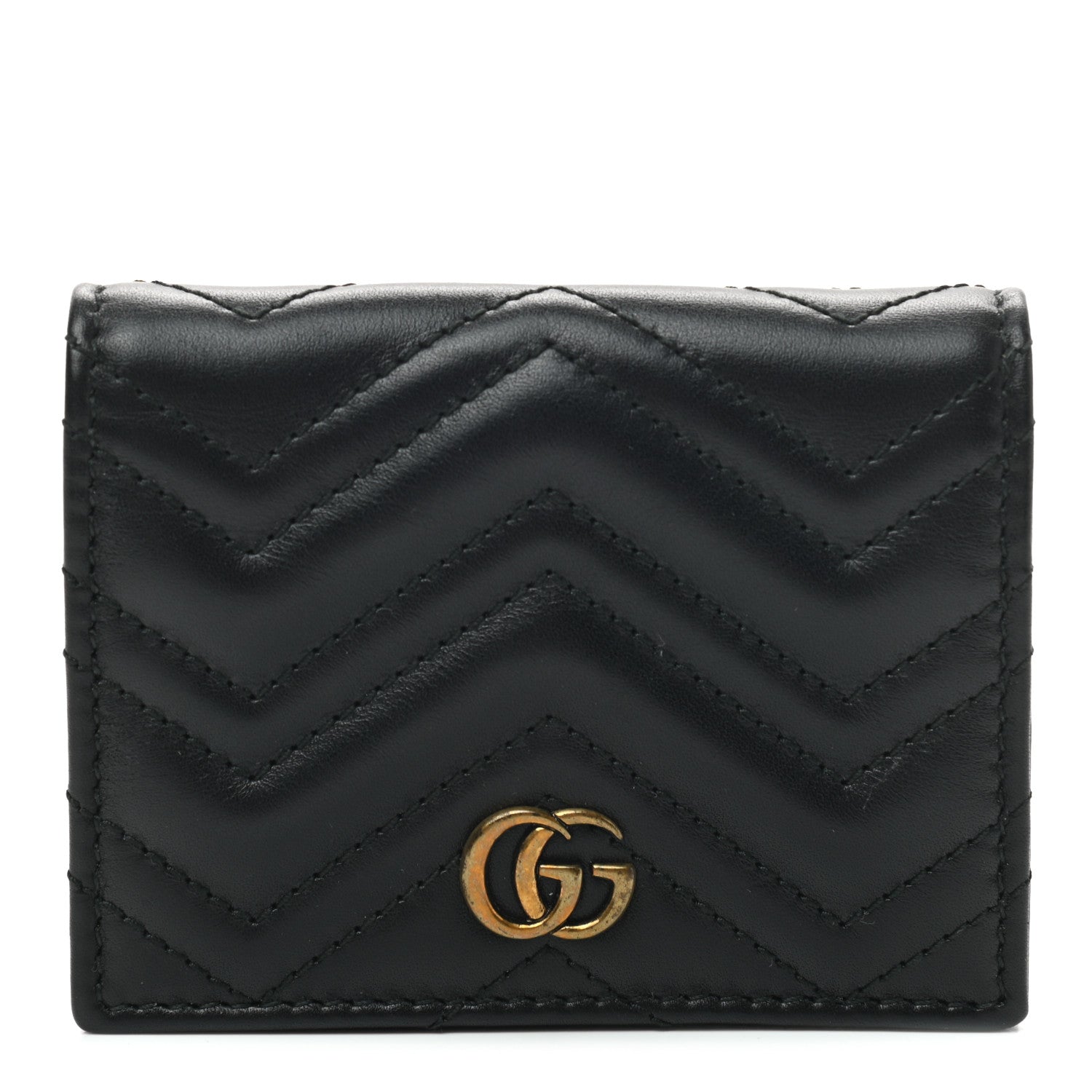Gucci Calfskin Matelasse GG Marmont Card Case Black 1 of 7