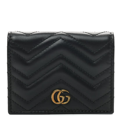 Gucci Calfskin Matelasse GG Marmont Card Case Black 1 of 7