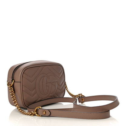 Gucci Calfskin Matelasse Mini GG Marmont Chain Shoulder Bag Porcelain Rose 3 of 11