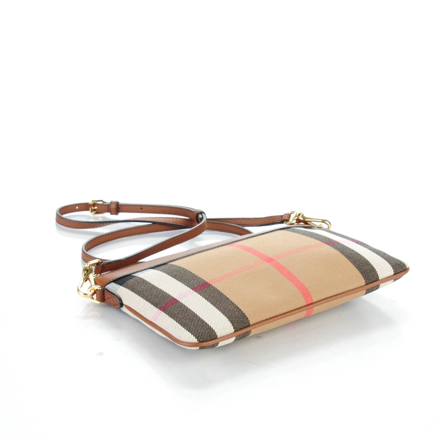 Burberry House Check Derby Peyton Crossbody Clutch Bag Tan 4 of 8