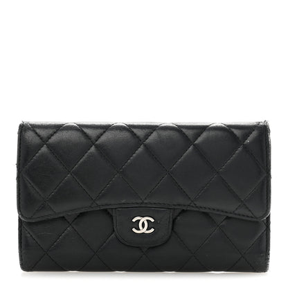 Chanel Lambskin Quilted Large Flap Wallet Black 1 of 12