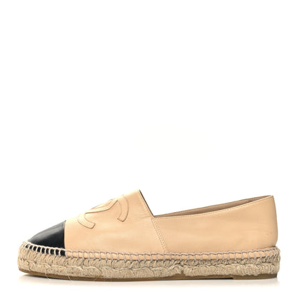 Chanel Lambskin CC Espadrilles 41 Beige Black 1 of 10
